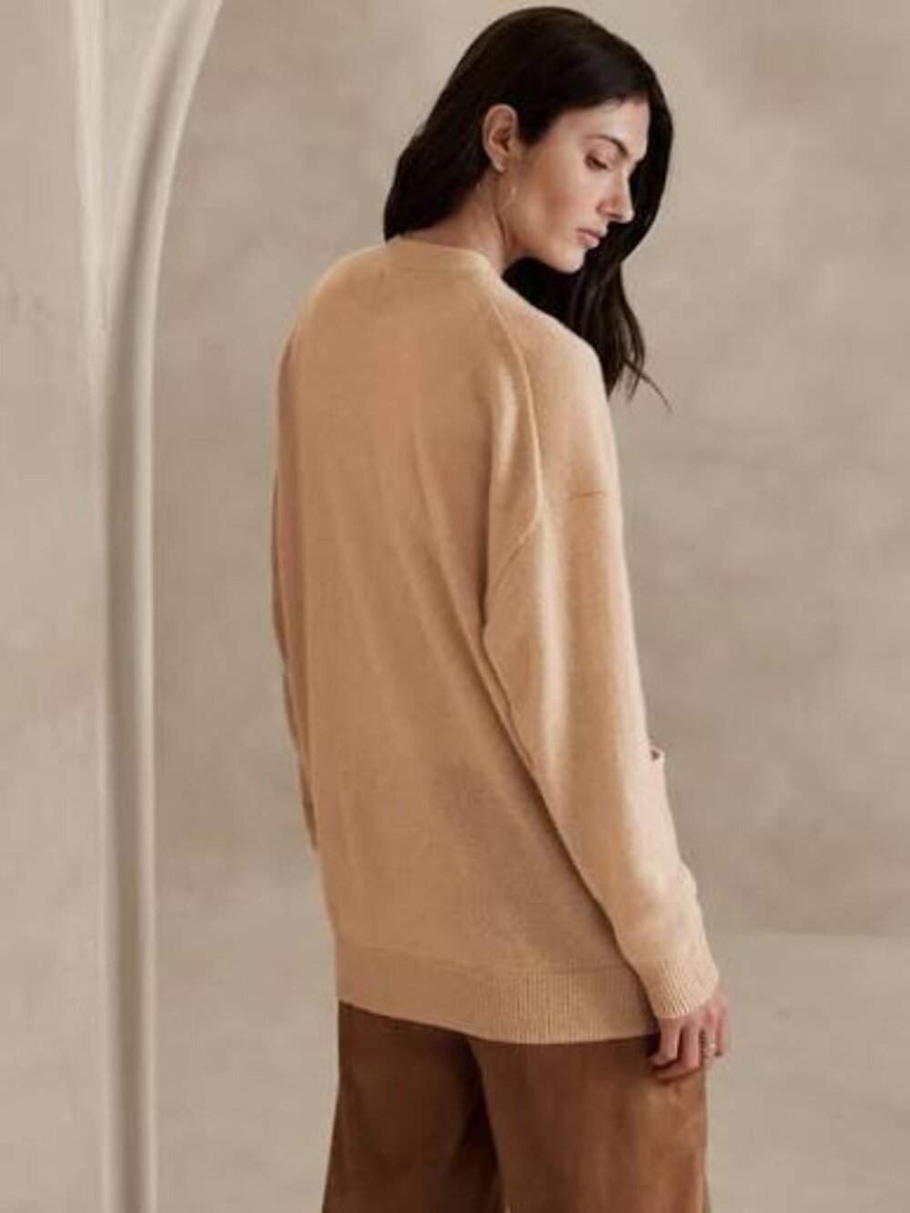Banana Republic Caro Oversized Lightweight Cashmere Cardigan Color Sandstorm NWT - Picture 3 of 10